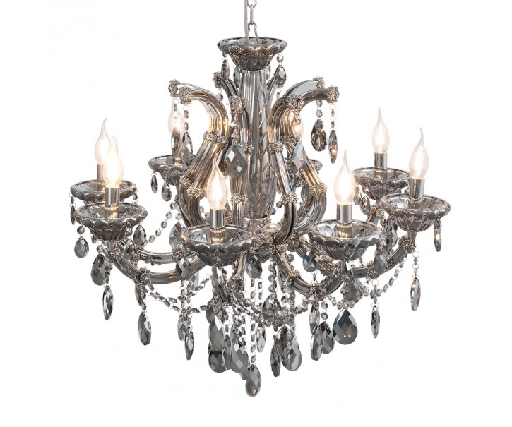 Velký stříbrný křišťálový lustr Marshal - Ø 70x60/185 cm E14/max 8x40W Clayre & Eef