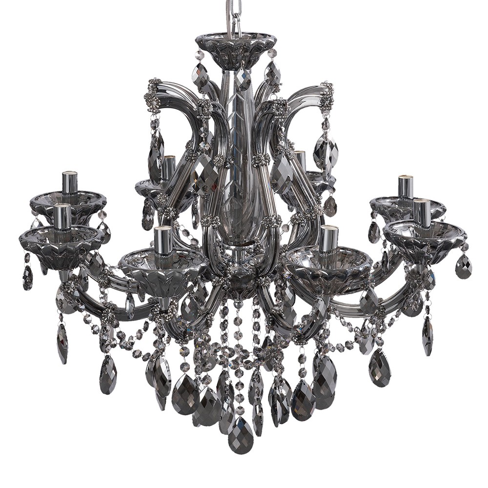 Velký stříbrný křišťálový lustr Marshal - Ø 70x60/185 cm E14/max 8x40W Clayre & Eef Velký stříbrný křišťálový lustr Marshal - Ø 70x60/185 cm E14/max 8x40W Clayre & Eef