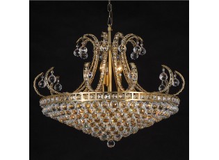 Zlatý křišťálový lustr Luka - Ø 80x60/182 cm E14/max 15x40W
