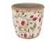 Béžový keramický obal na květináč s jahůdkami Wild Strawberries S - Ø 14*13 cm Clayre & Eef