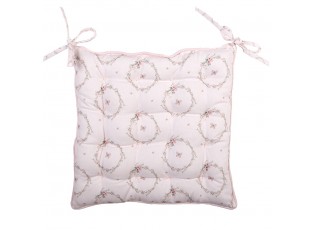 Růžový bavlněný sedák s výplní s králíčkem Floral Easter Bunny - 40*40*4 cm