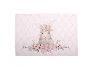 6ks růžové bavlněné prostírání s králíčkem Floral Easter Bunny - 48*33 cm