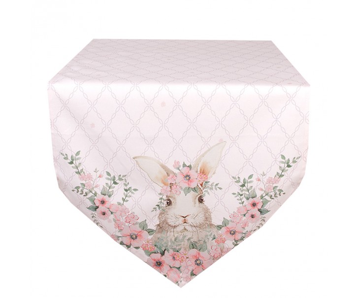 Růžový bavlněný běhoun s králíčkem Floral Easter Bunny - 50*160 cm Clayre & Eef
