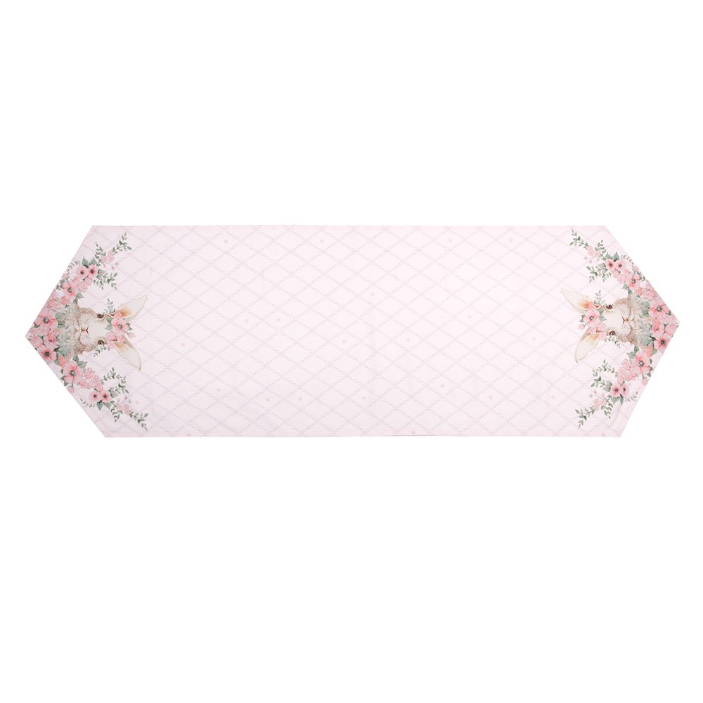 Růžový bavlněný běhoun s králíčkem Floral Easter Bunny - 50*160 cm Clayre & Eef Růžový bavlněný běhoun s králíčkem Floral Easter Bunny - 50*160 cm Clayre & Eef