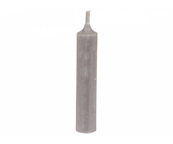 Šedá lněná úzká krátká svíčka Short dinner linen - Ø 2 *11cm / 4.5h Chic Antique