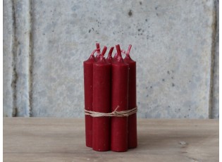 Červená úzká krátká svíčka Short dinner red - Ø 2 *11cm / 4.5h