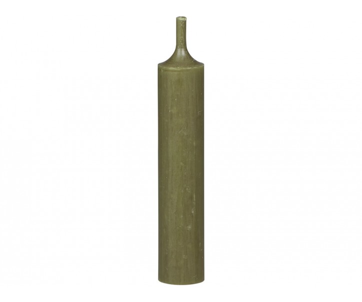 Zelená olivová úzká krátká svíčka Short dinner olive - Ø 2 *11cm / 4.5h Chic Antique
