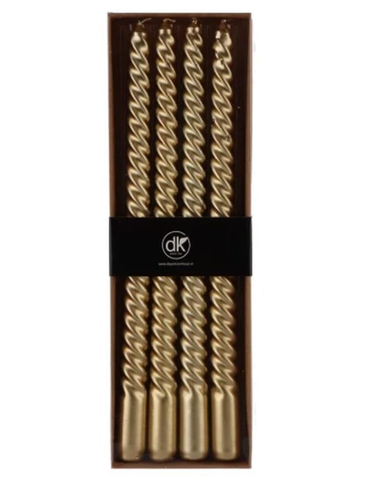 Set 4ks zlatá metalická úzká kroucená svíčka Twist gold - Ø 1.8*30cm daan kromhout Set 4ks zlatá metalická úzká kroucená svíčka Twist gold - Ø 1.8*30cm daan kromhout