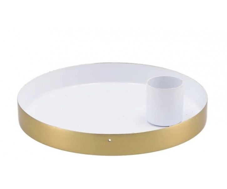 Bílo - zlatý kovový svícen Marrakech white - Ø 12*3 cm daan kromhout