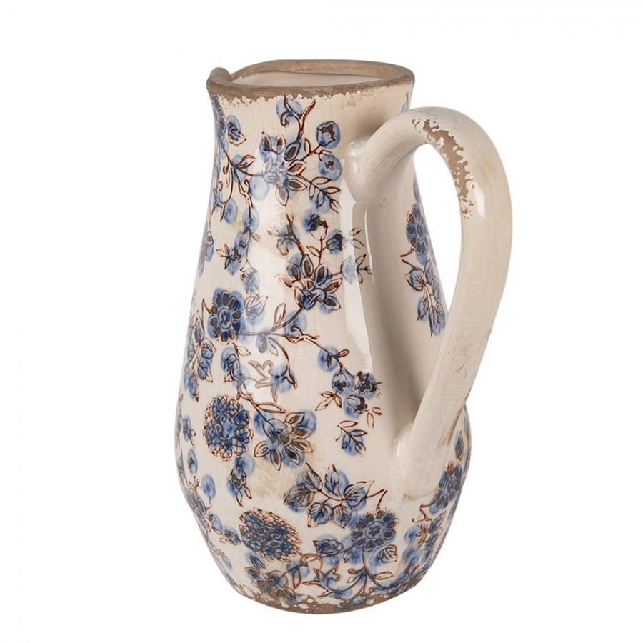 Dekorativní keramický džbán s modrými květy Blusia M - 20*14*25 cm Clayre & Eef Dekorativní keramický džbán s modrými květy Blusia M - 20*14*25 cm Clayre & Eef