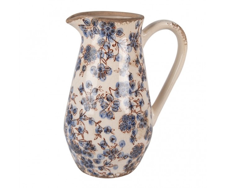Dekorativní keramický džbán s modrými květy Blusia - 17*13*22 cm Clayre & Eef