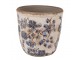 Keramický obal na květináč s modrými květy Blusia M - Ø 14*14 cm Clayre & Eef