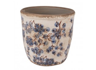 Keramický obal na květináč s modrými květy Blusia M - Ø 14*14 cm