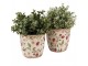 Béžový keramický obal na květináč s jahůdkami Wild Strawberries S - Ø 14*13 cm Clayre & Eef