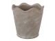 Šedý keramický obal na květináč s vlnitým okrajem S - Ø 13*12 cm Clayre & Eef