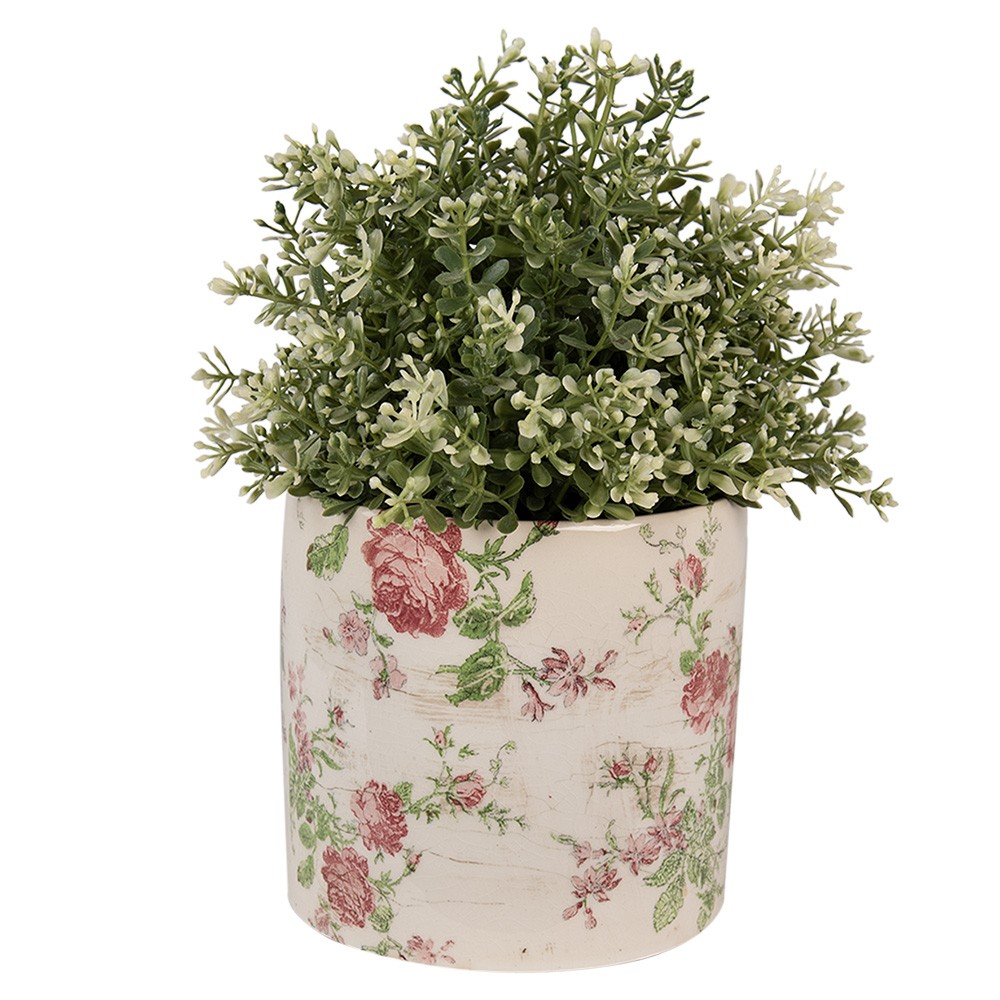 Béžový keramický obal na květináč s růžemi Rosalina M - Ø 14*13 cm Clayre & Eef Béžový keramický obal na květináč s růžemi Rosalina M - Ø 14*13 cm Clayre & Eef
