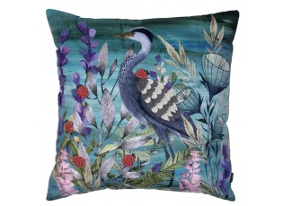 Modrý ručně vyrobený polštář s volavkou Heron - 45*45*10cm