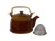 Hnědožlutá porcelánová konvička na čaj - 14*12*12 cm / 0,75L Clayre & Eef