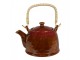 Hnědočervená porcelánová konvička na čaj - 14*12*12 cm / 0,75L Clayre & Eef