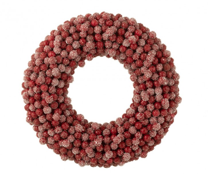 Dekorativní věnec z červených bobulí Berries - 35*6*35cm J-Line by Jolipa