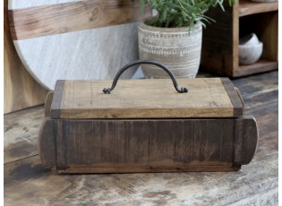 Dřevěná přírodní retro bedýnka s víkem Grimaud Brick old - 30*14*10 cm