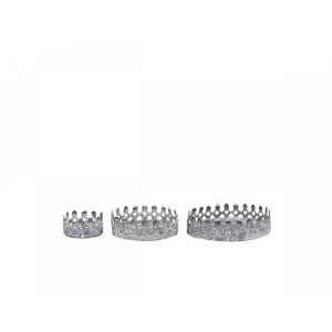 Set 3ks zinkový antik kovový svícen Lace Crown - Ø 4,5*2,5 / Ø 8*3/ Ø 10*3cm