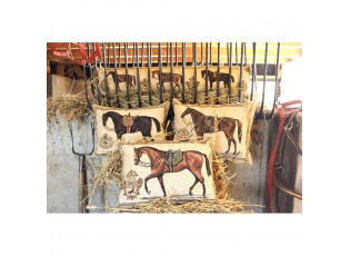 Béžový gobelinový dlouhý polštář s koňmi Horses - 90*15*20cm