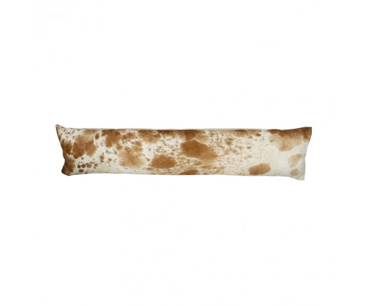 Bílo-hnědý kožený dlouhý polštář z hovězí kůže Cow brown - 90*20*10cm Mars & More 