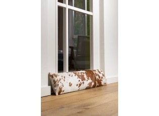 Bílo-hnědý kožený dlouhý polštář z hovězí kůže Cow brown - 90*20*10cm