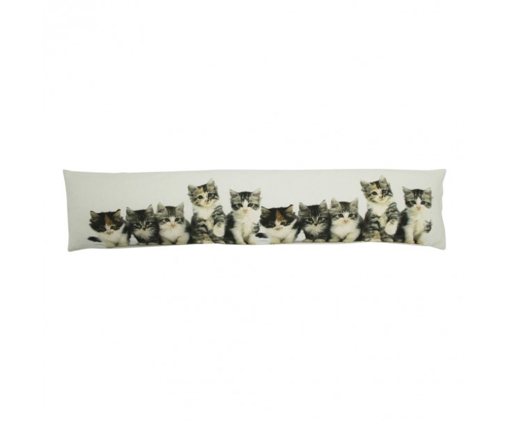 Bílý bavlněný dlouhý polštář s koťátky Kittens - 90*20*10cm Mars & More 