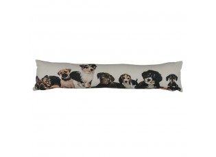 Bílý bavlněný dlouhý polštář se štěnátky Puppies - 90*20*10cm
