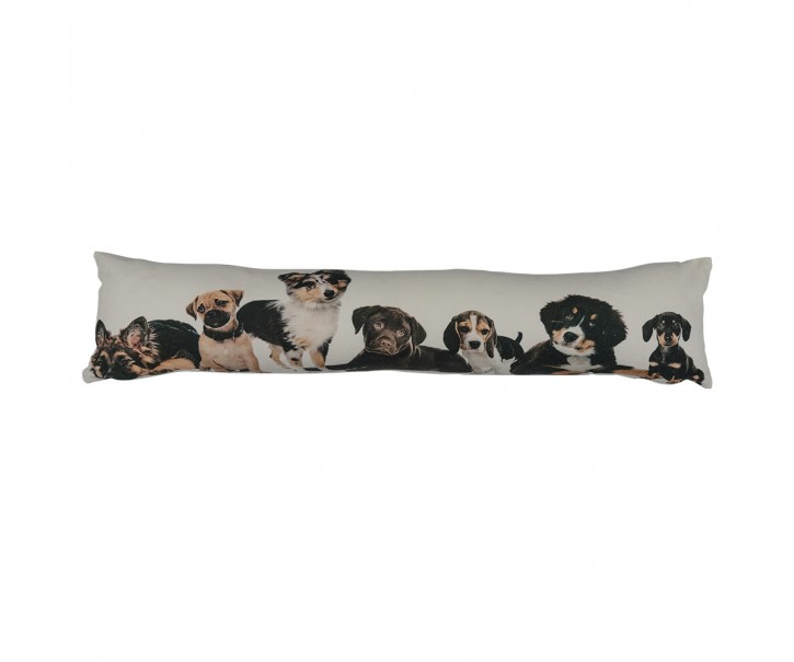 Bílý bavlněný dlouhý polštář se štěnátky Puppies - 90*20*10cm Mars & More 
