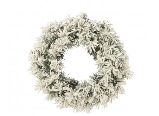 Zasněžený zelený vánoční věnec s led světýlky Snowy green M - Ø 44*16 cm