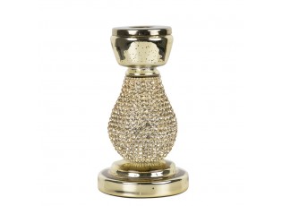 Zlatý skleněný svícen s kamínky Rhinestone gold M - 16 cm