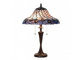 Modrá stolní lampa Tiffany Bleu Gérald - Ø 40*60cm