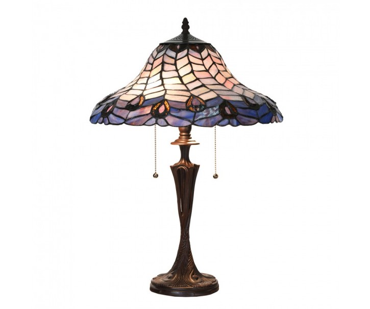 Modrá stolní lampa Tiffany Bleu Gérald - Ø 40*60cm Clayre & Eef