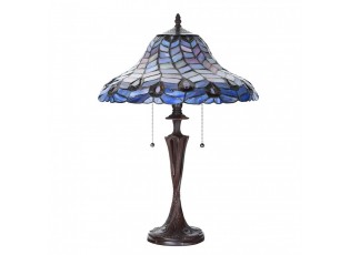 Modrá stolní lampa Tiffany Bleu Gérald - Ø 40*60cm