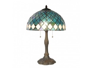 Modrá stolní lampa Tiffany Blue Ocean - Ø 40*61cm