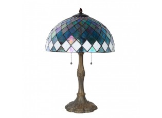 Modrá stolní lampa Tiffany Blue Ocean - Ø 40*61cm