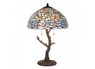 Modrá stolní lampa Tiffany Butterflies - Ø 40*60 cm