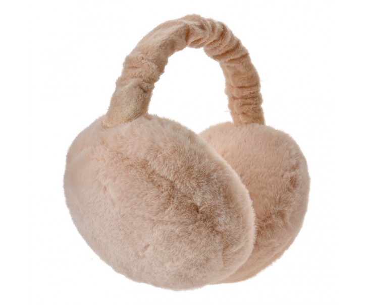 Světle béžové dámské chlupaté klapky na uši - one size Clayre & Eef
