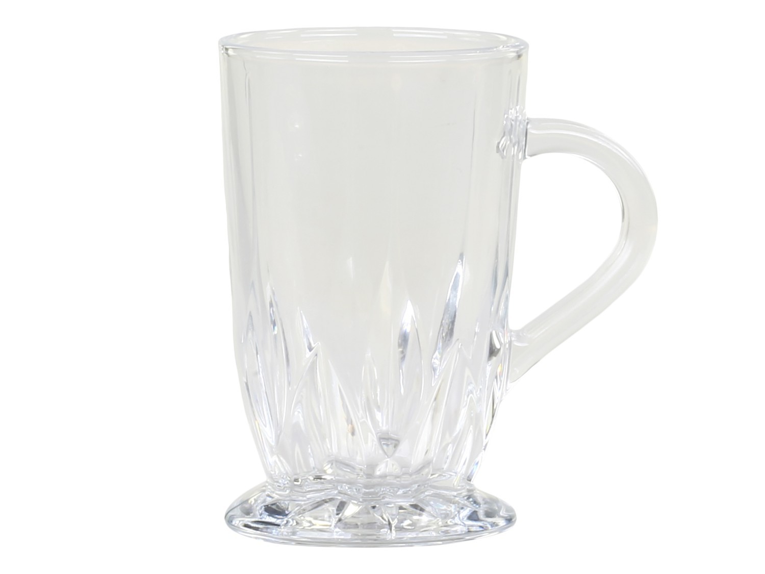Sklenička ze silnějšího skla s ouškem a dekorem Diamond cut - Ø7*12 cm / 295ml Chic Antique Sklenička ze silnějšího skla s ouškem a dekorem Diamond cut - Ø7*12 cm / 295ml Chic Antique