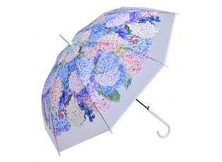 Bílý deštník s květy hortenzie - 60cm