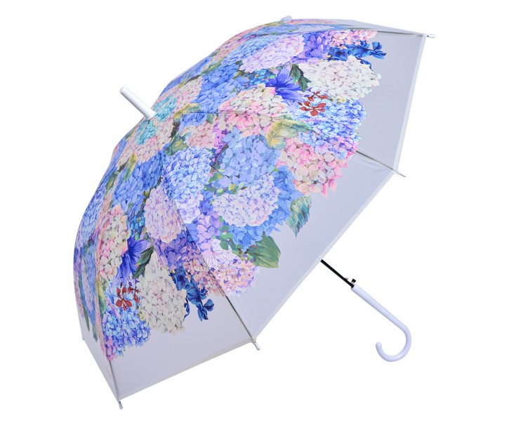 Bílý deštník s hortenzií - 60cm Clayre & Eef
