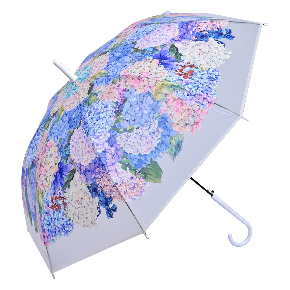 Bílý deštník s hortenzií - 60cm
