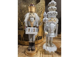 Vánoční dekorace socha Louskáček s kalendářem - 7*7*22 cm