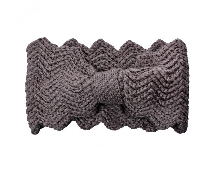 Šedá zimní čelenka - 10*22 cm Clayre & Eef