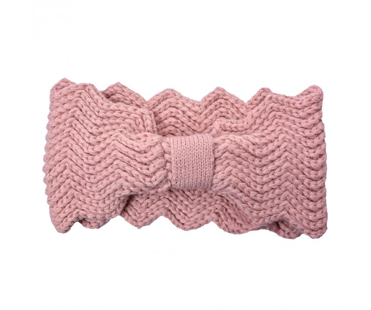 Růžová zimní dámská čelenka - 10*22 cm Clayre & Eef