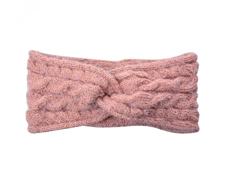 Růžová dámská zimní čelenka - 10*22 cm Clayre & Eef