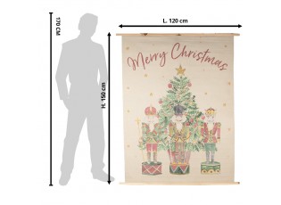 Béžová nástěnná mapa s Louskáčky Merry Christmas - 120*2*150 cm
